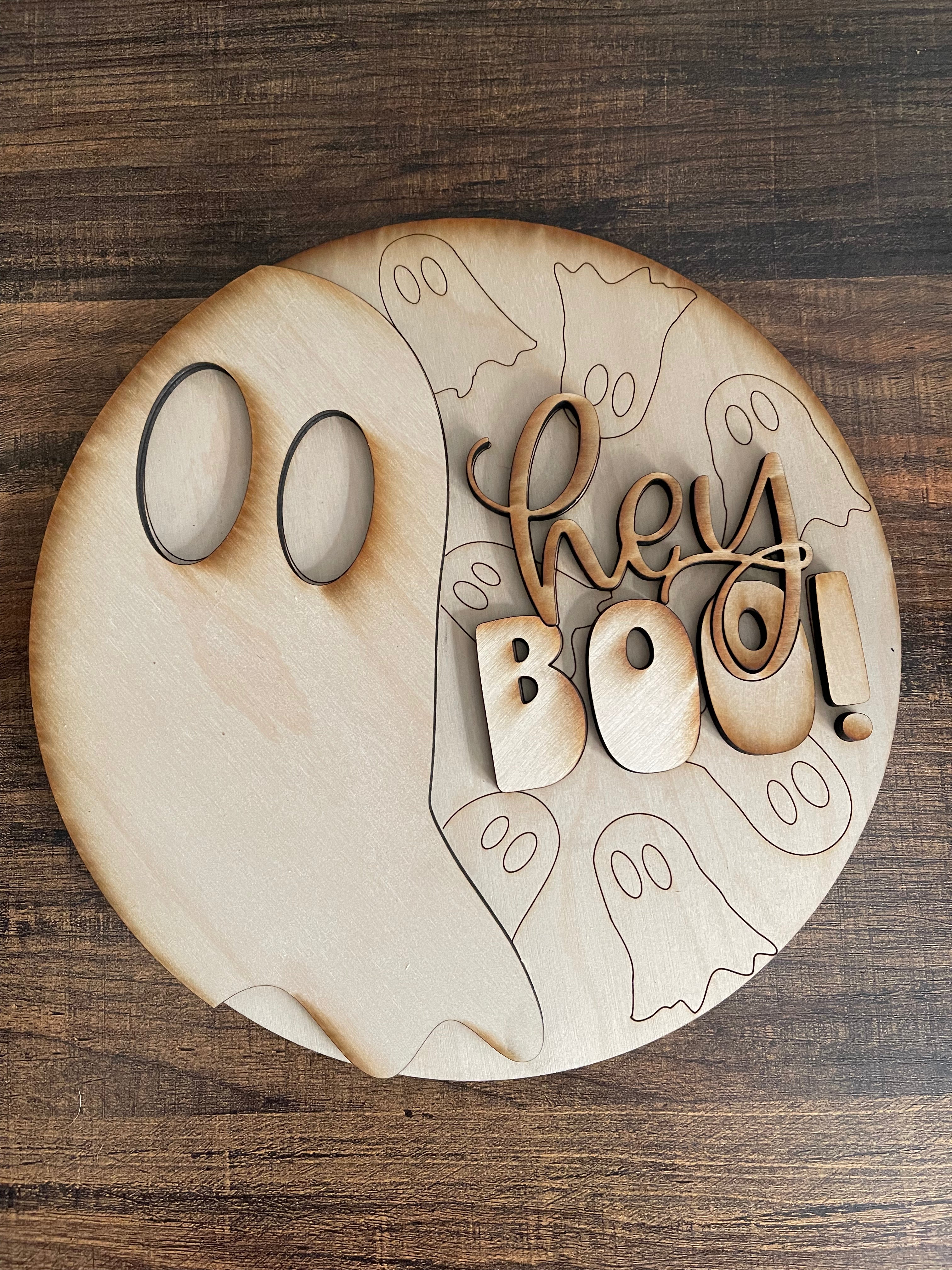 Hey Boo 3D Halloween Greeting sign with easel