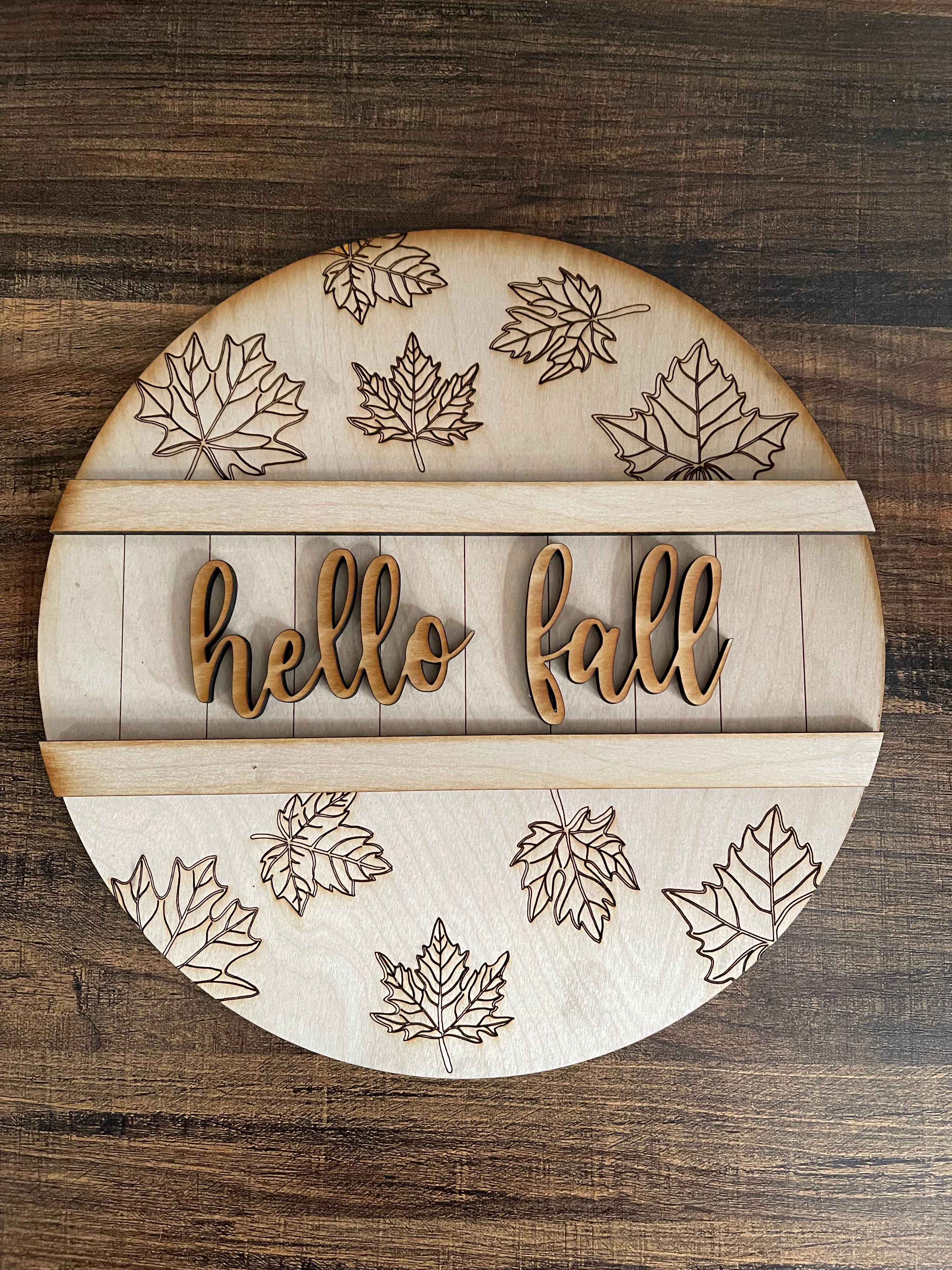 Fall 3D Greeting sign Hello Fall with easel