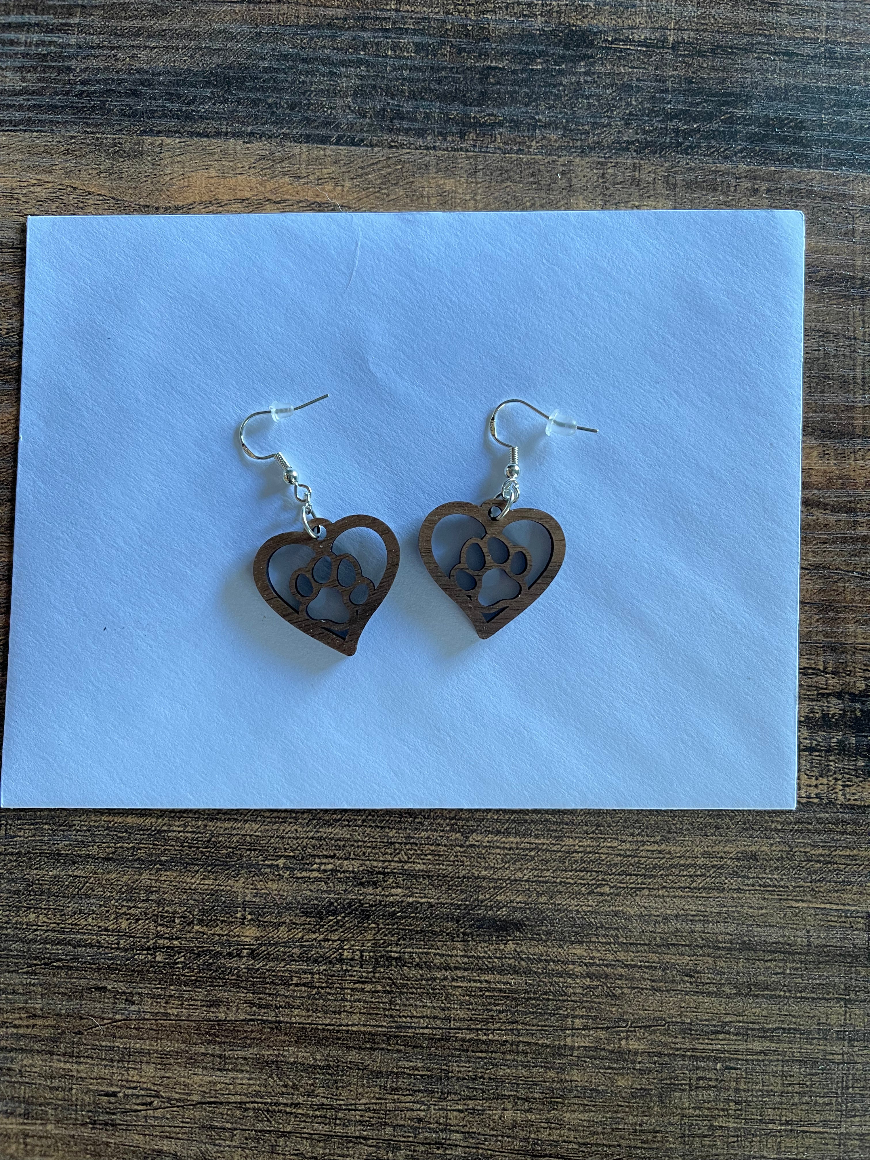 heart paws earrings