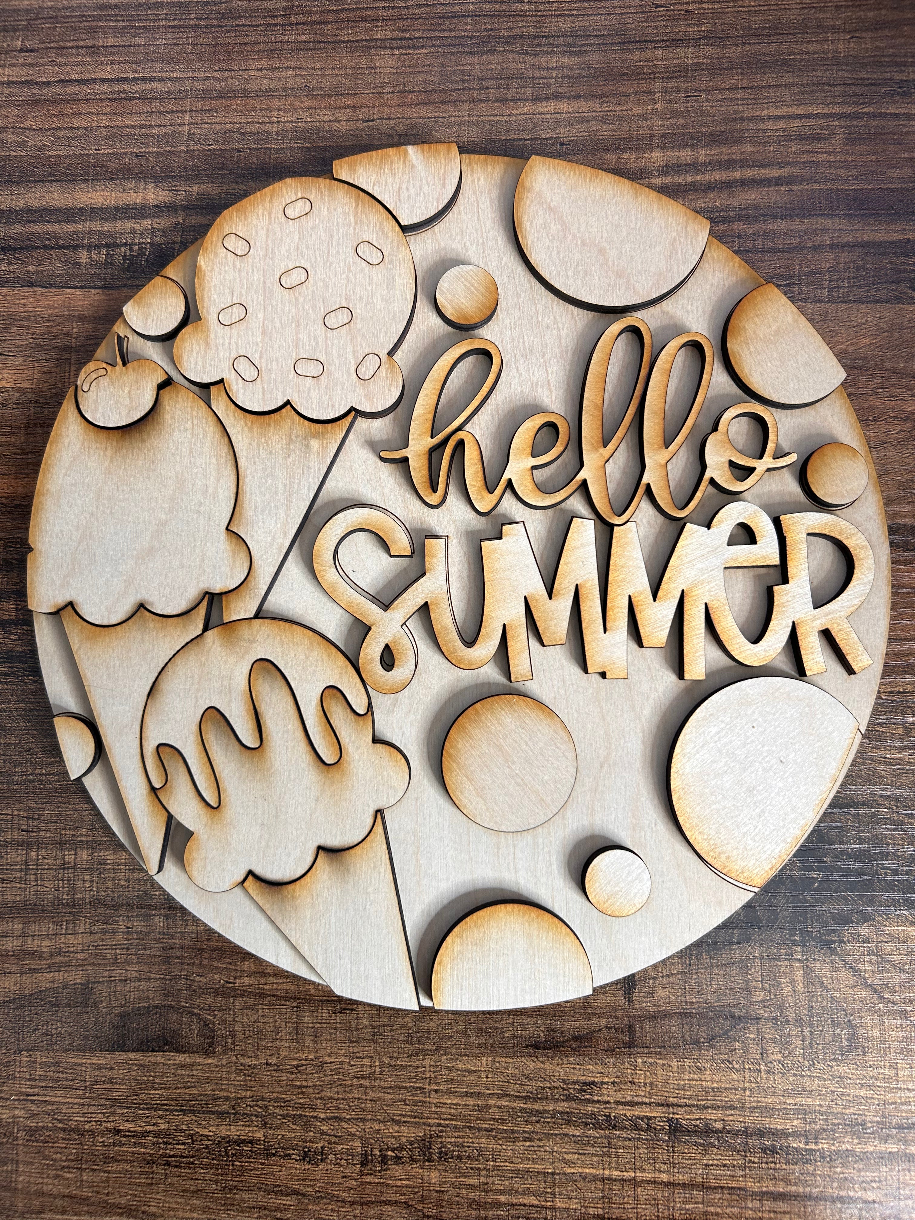 Summer 3D greeting signs Ice Cream with easel