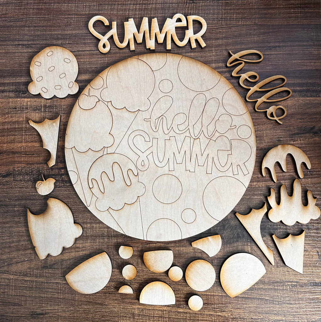 Summer 3D greeting signs Ice Cream with easel