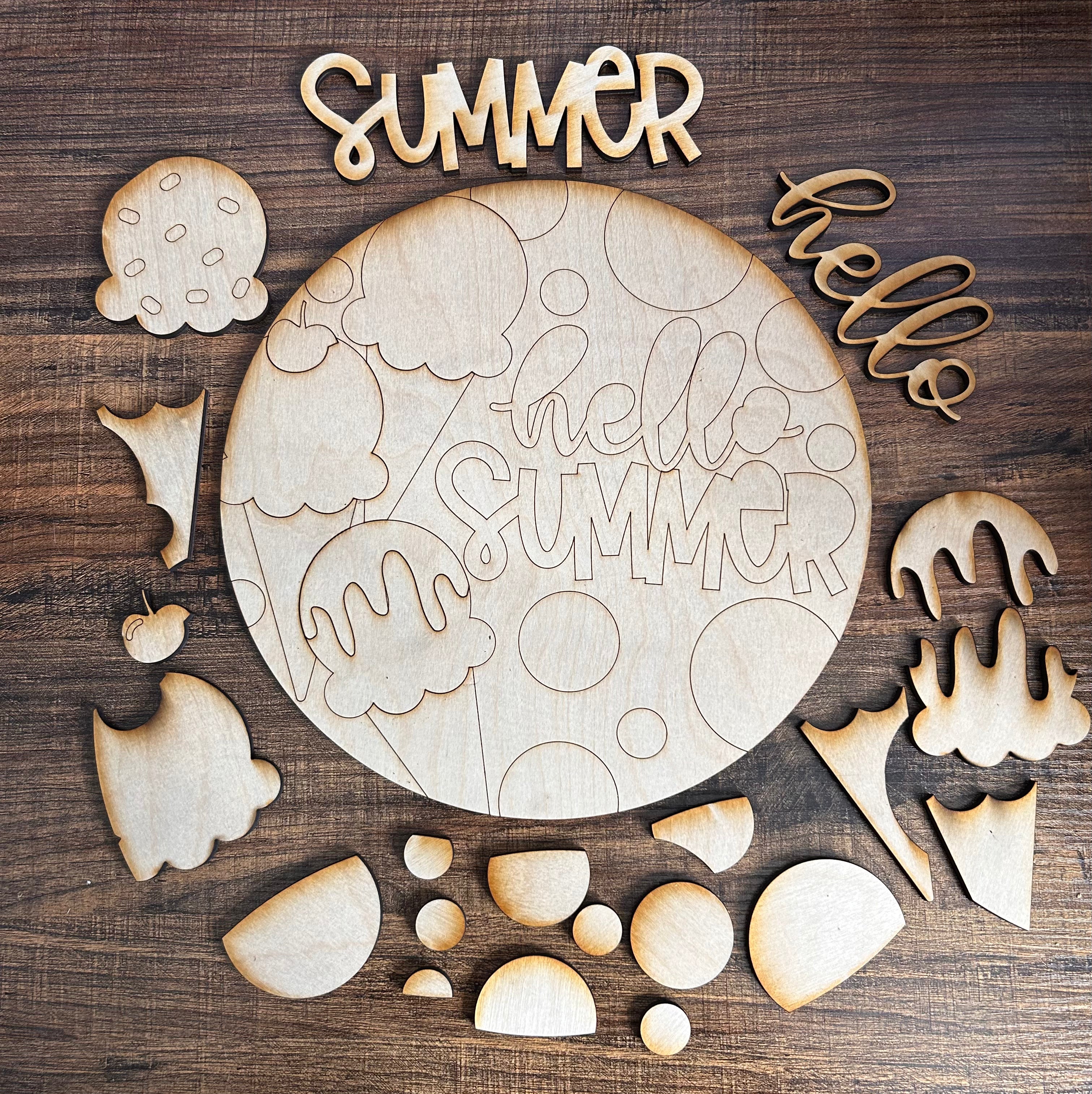 Summer 3D greeting signs Ice Cream with easel