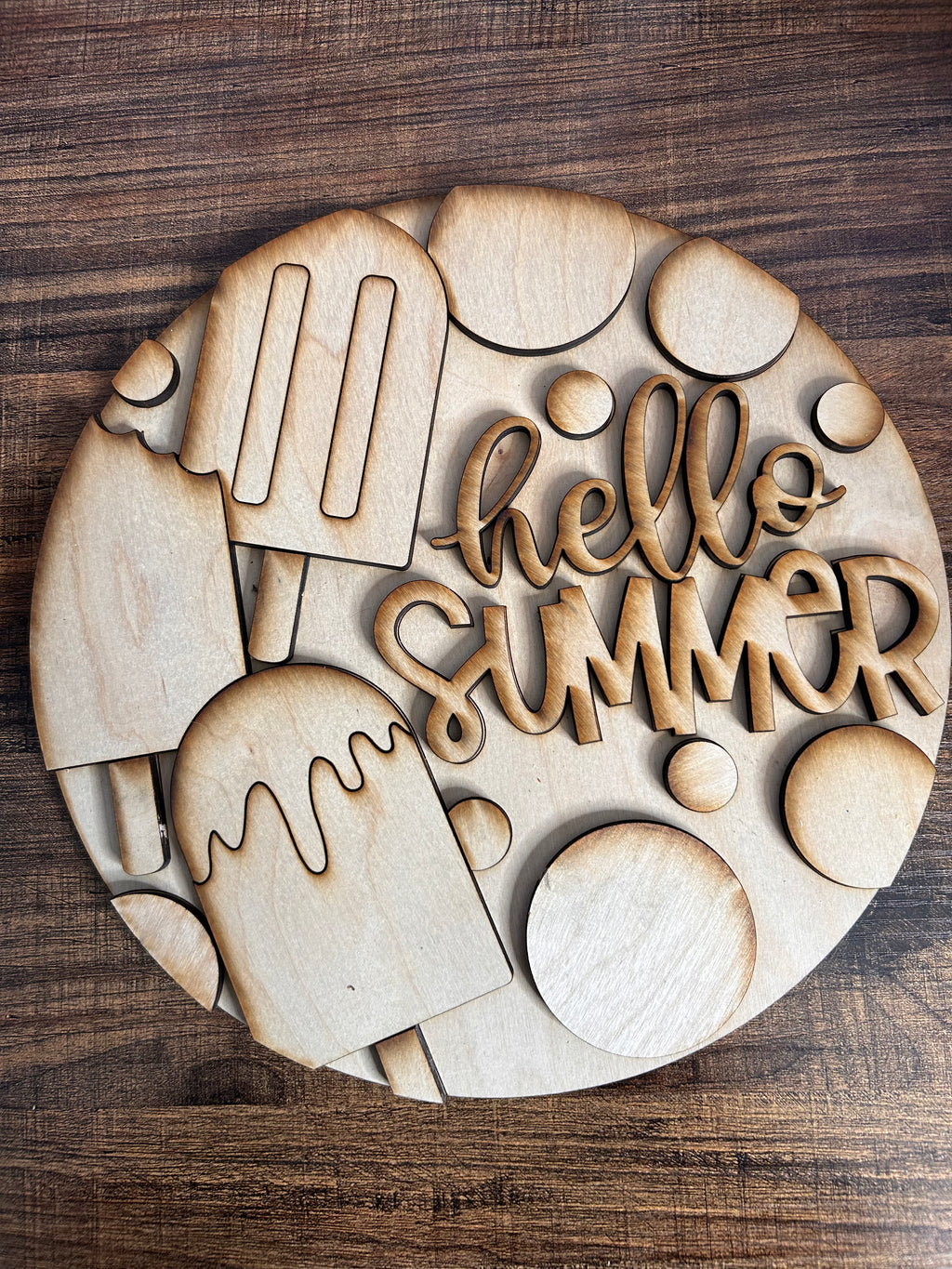 Summer 3D Greeting signs popsicles with easel