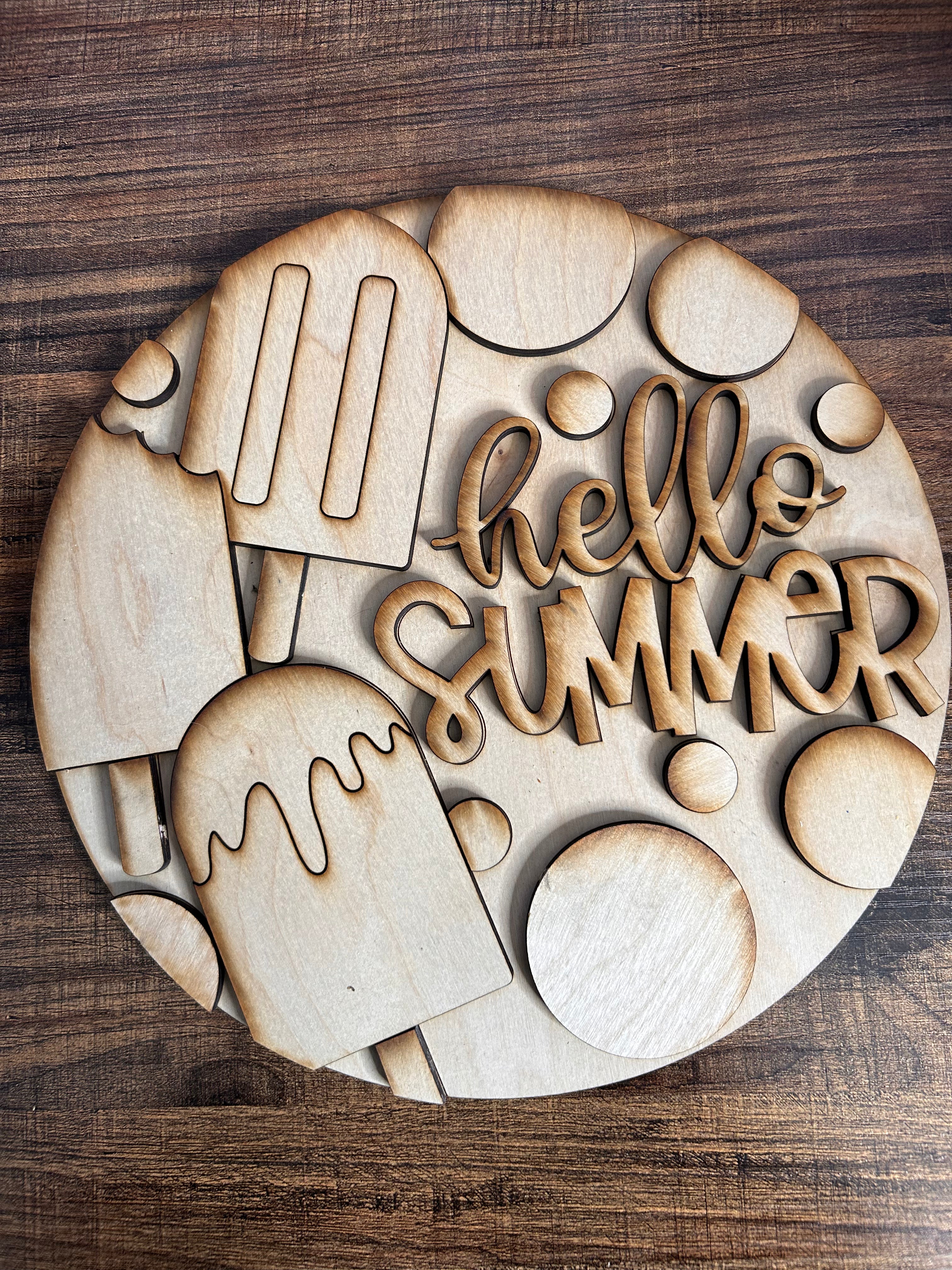 Summer 3D Greeting signs popsicles with easel
