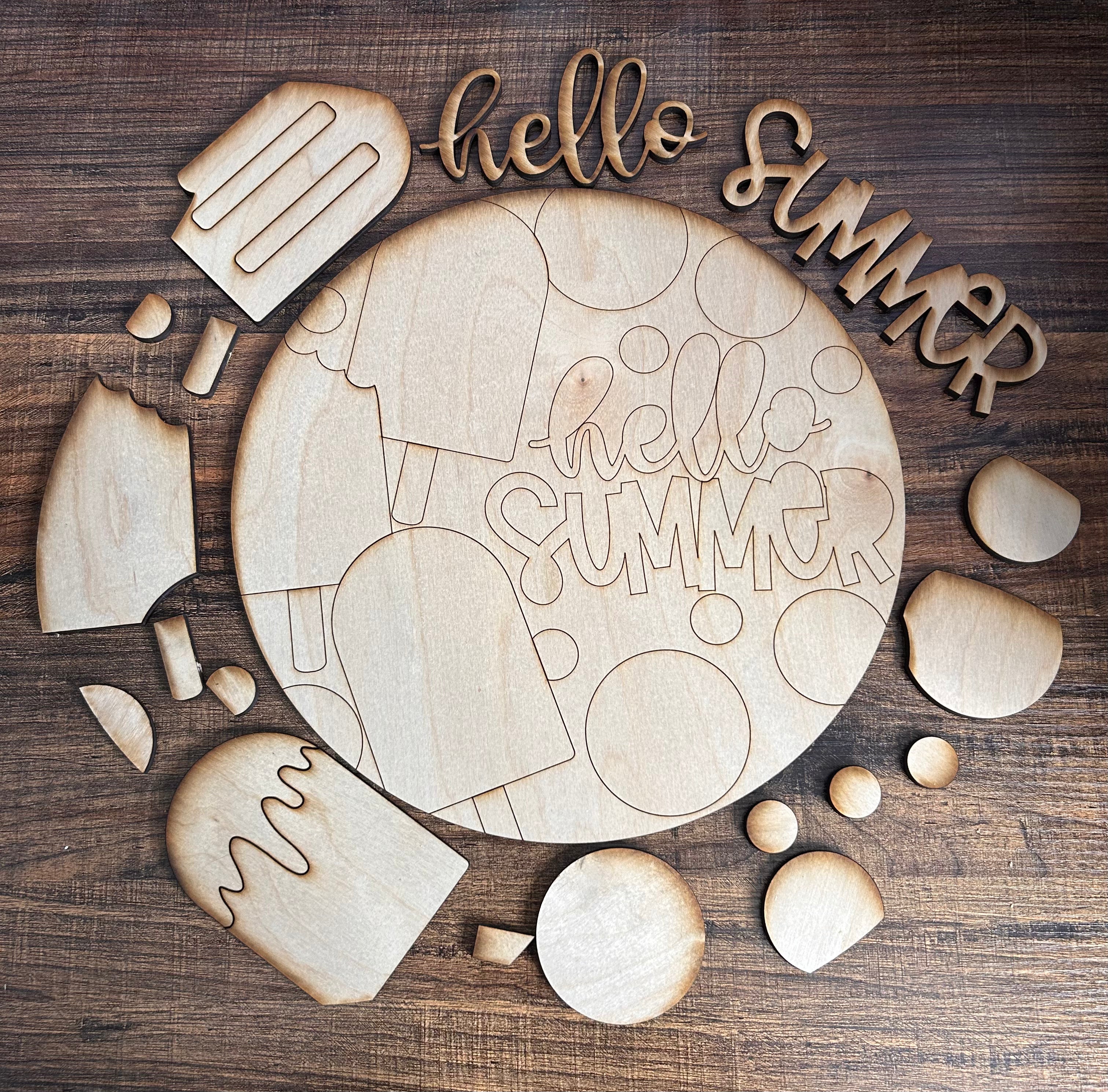 Summer 3D Greeting signs popsicles with easel
