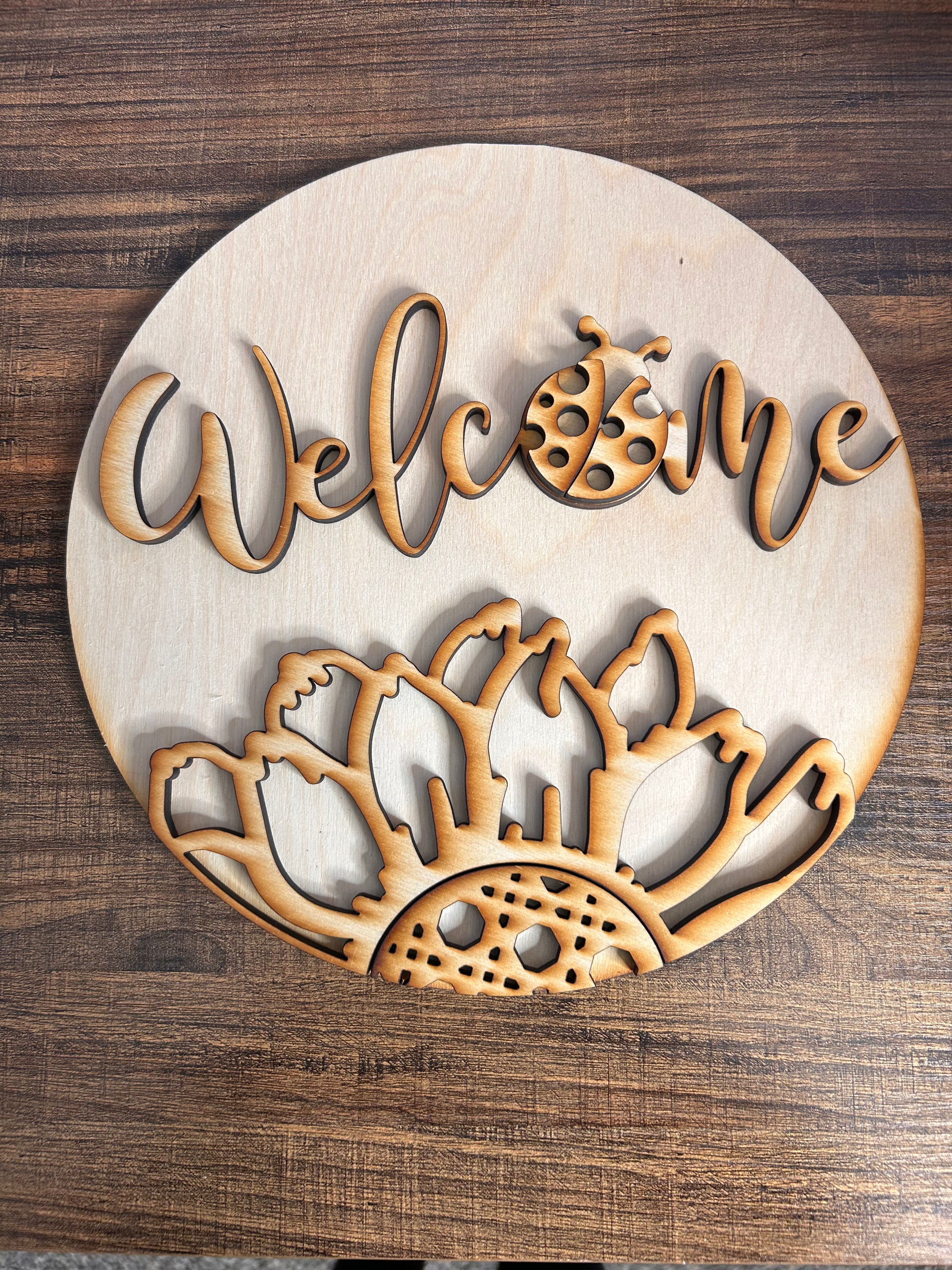 Spring 3D Greeting sign Ladybug with easel
